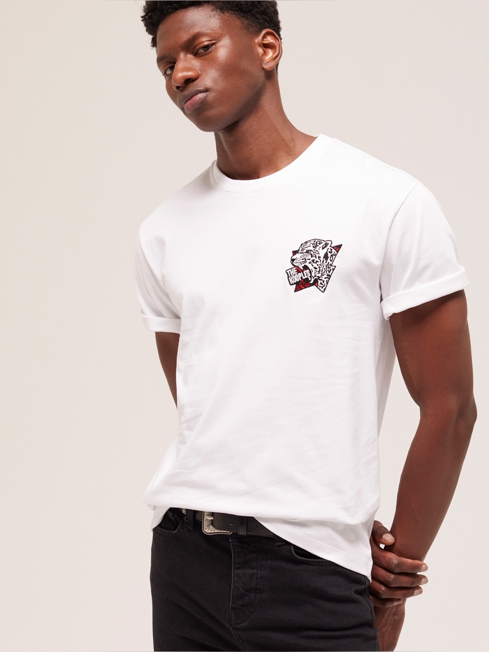 The Kooples White Leopard Embroidered Cotton T-Shirt XL NWT